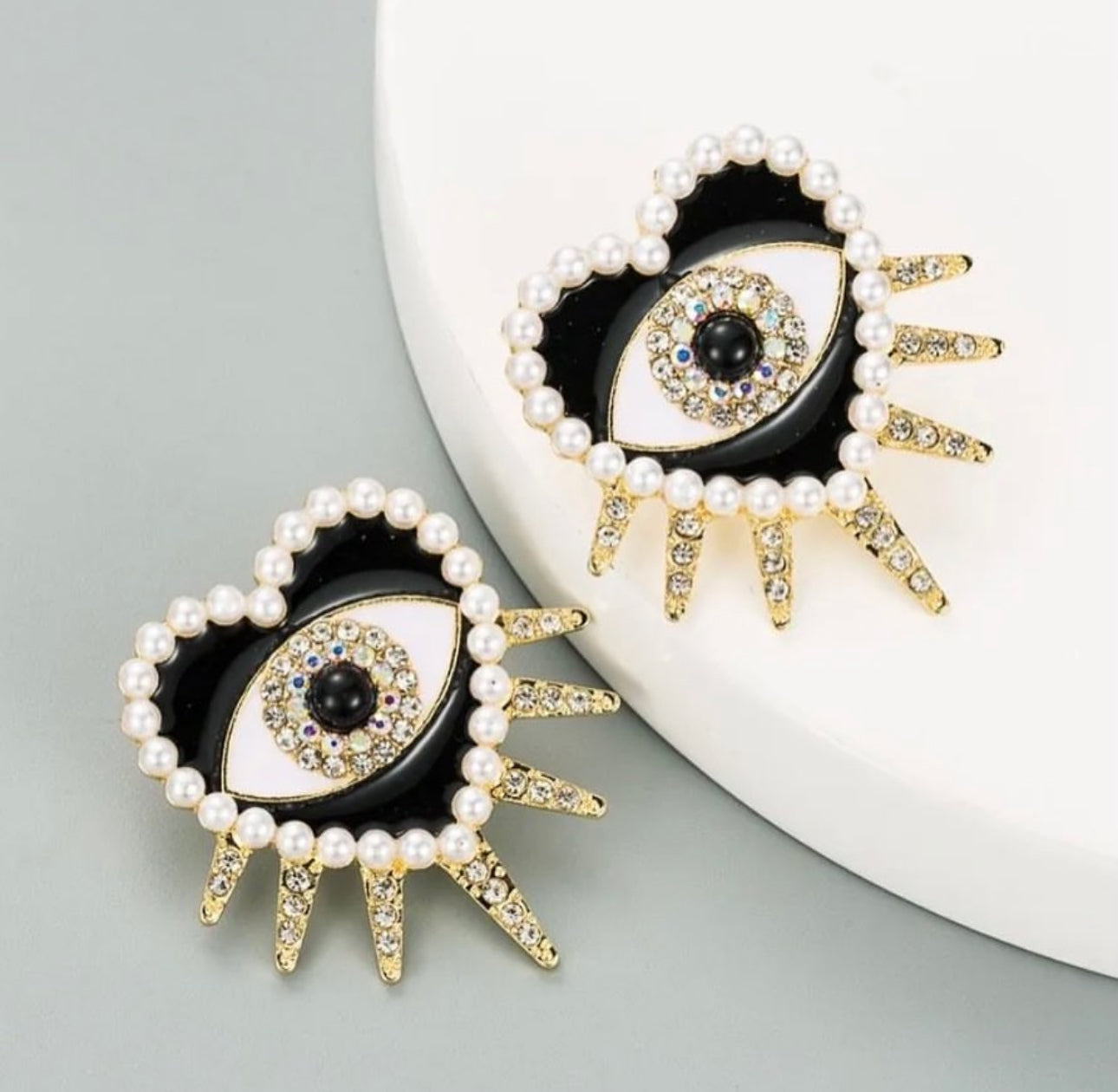 Evil Eye Stud Earrings- Black