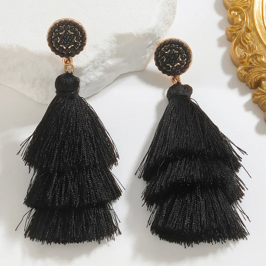 Shake your Tassels Earrings- Black