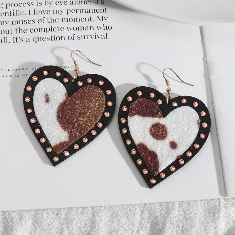 Mooving my Heart Earrings- Brown and White