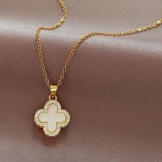 Lucky Gal Pendant Necklace- White